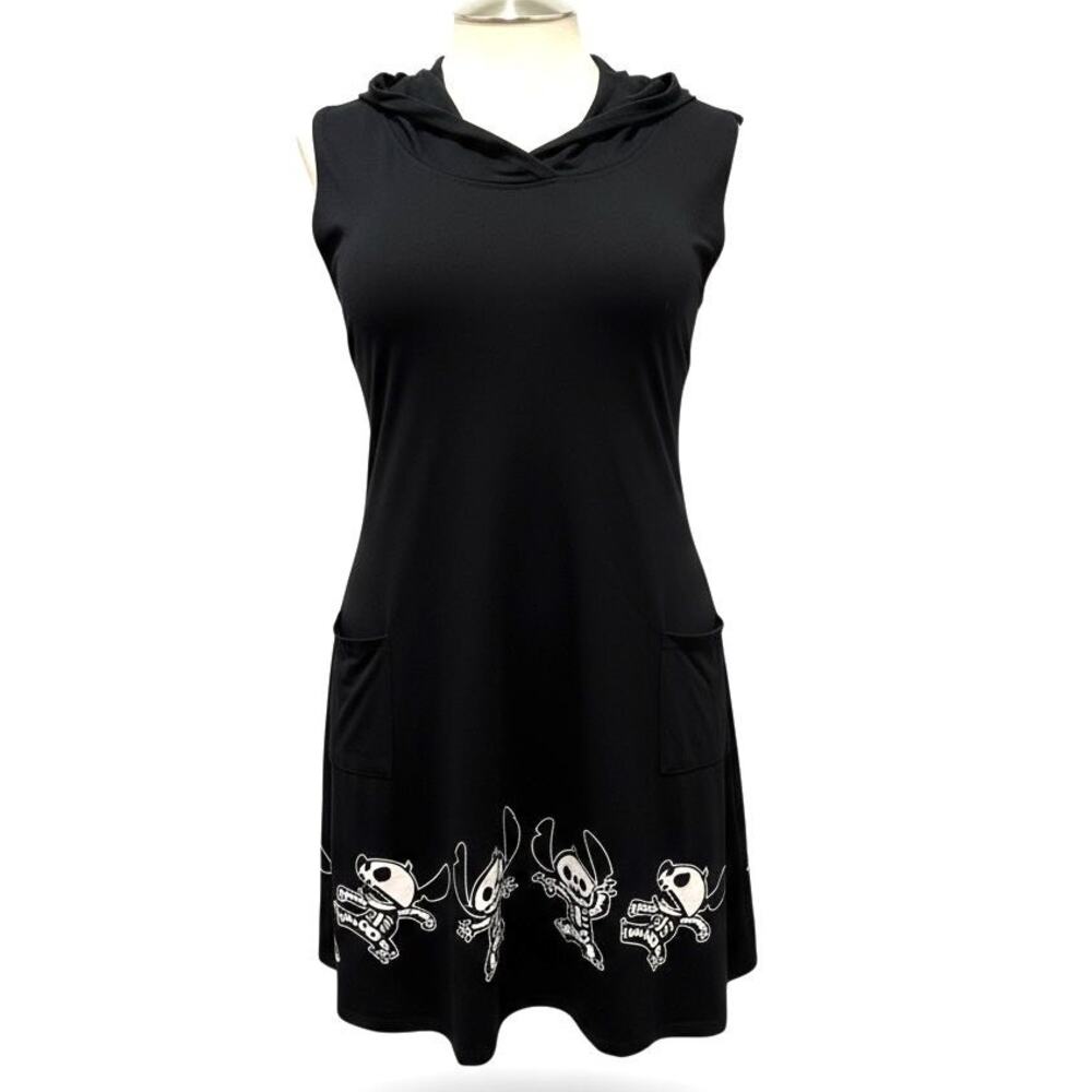 Hot Topic Plus Size 1 Disney Lilo & Stitch Hooded Skeleton Halloween Dress 1X - Picture 2 of 3